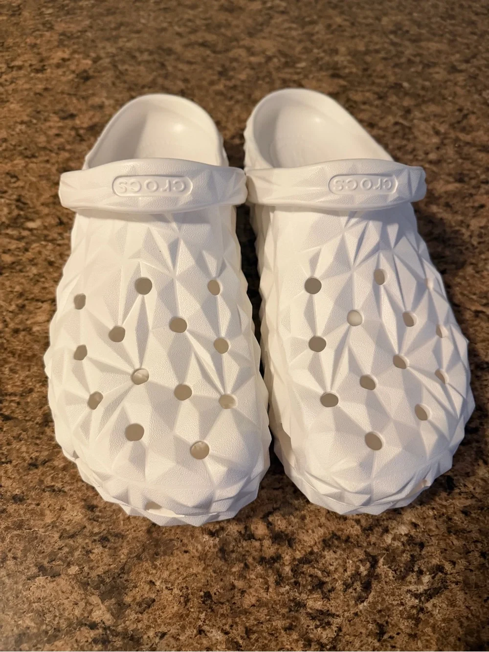 Crocs Classic Men’s Geometric White Slip-On Clogs!!(Men 12)